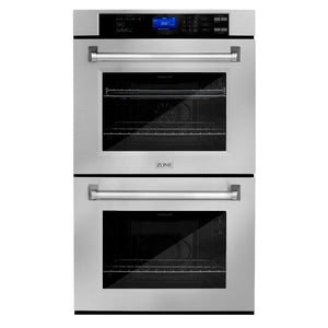 ZLINE 30 in. Professional Electric Double Wall Oven with Self Clean and True Convection in Stainless Steel (AWD-30) front, ovens closed.