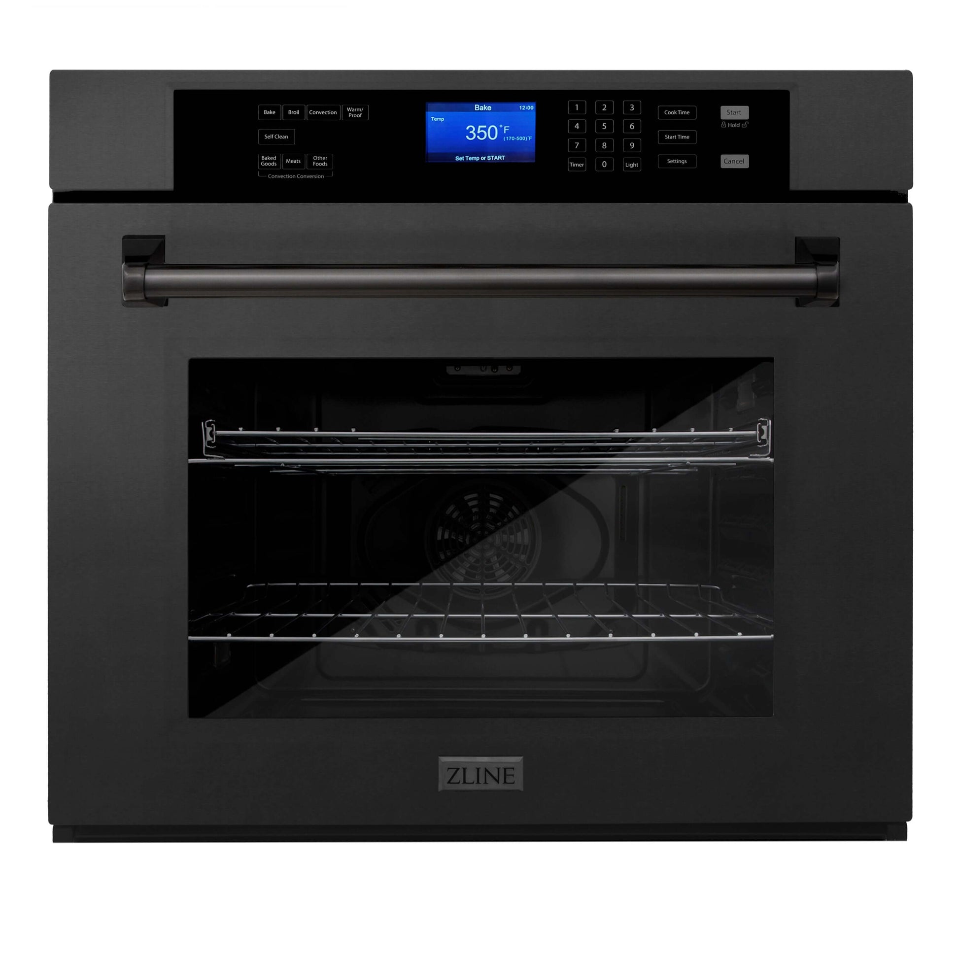ZLINE 30 in. Professional Electric Single Wall Oven with Self Clean and True Convection in Black Stainless Steel (AWS-30-BS) front.