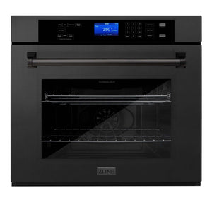 ZLINE 30 in. Professional Electric Single Wall Oven with Self Clean and True Convection in Black Stainless Steel (AWS-30-BS) front.