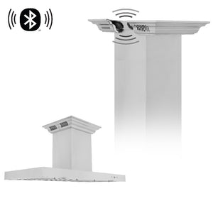 ZLINE Island Mount Range Hood in Stainless Steel with Built-in CrownSound Bluetooth Speakers (KE2iCRN-BT) 30 Inch