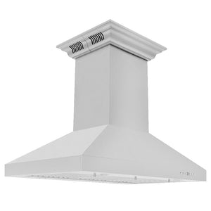 ZLINE Island Mount Range Hood in Stainless Steel with Built-in ZLINE CrownSound Bluetooth Speakers (KL3iCRN-BT) side, main.