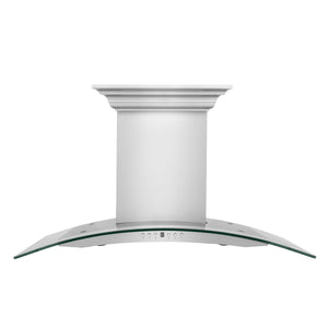 ZLINE Ducted Vent Wall Mount Range Hood in Stainless Steel with Built-in CrownSound Bluetooth Speakers (KN4CRN-BT) front, main.