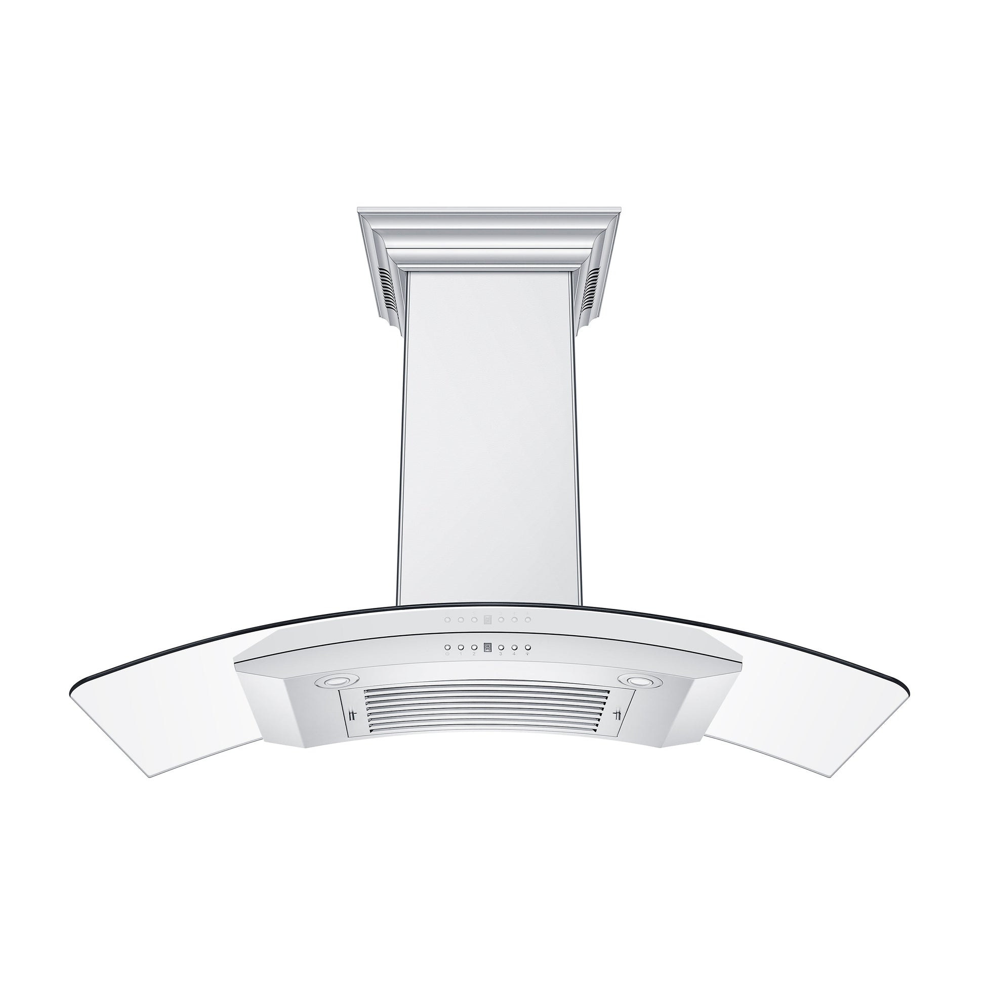 ZLINE Ducted Vent Wall Mount Range Hood in Stainless Steel with Built-in CrownSound Bluetooth Speakers (KN4CRN-BT) front, under.