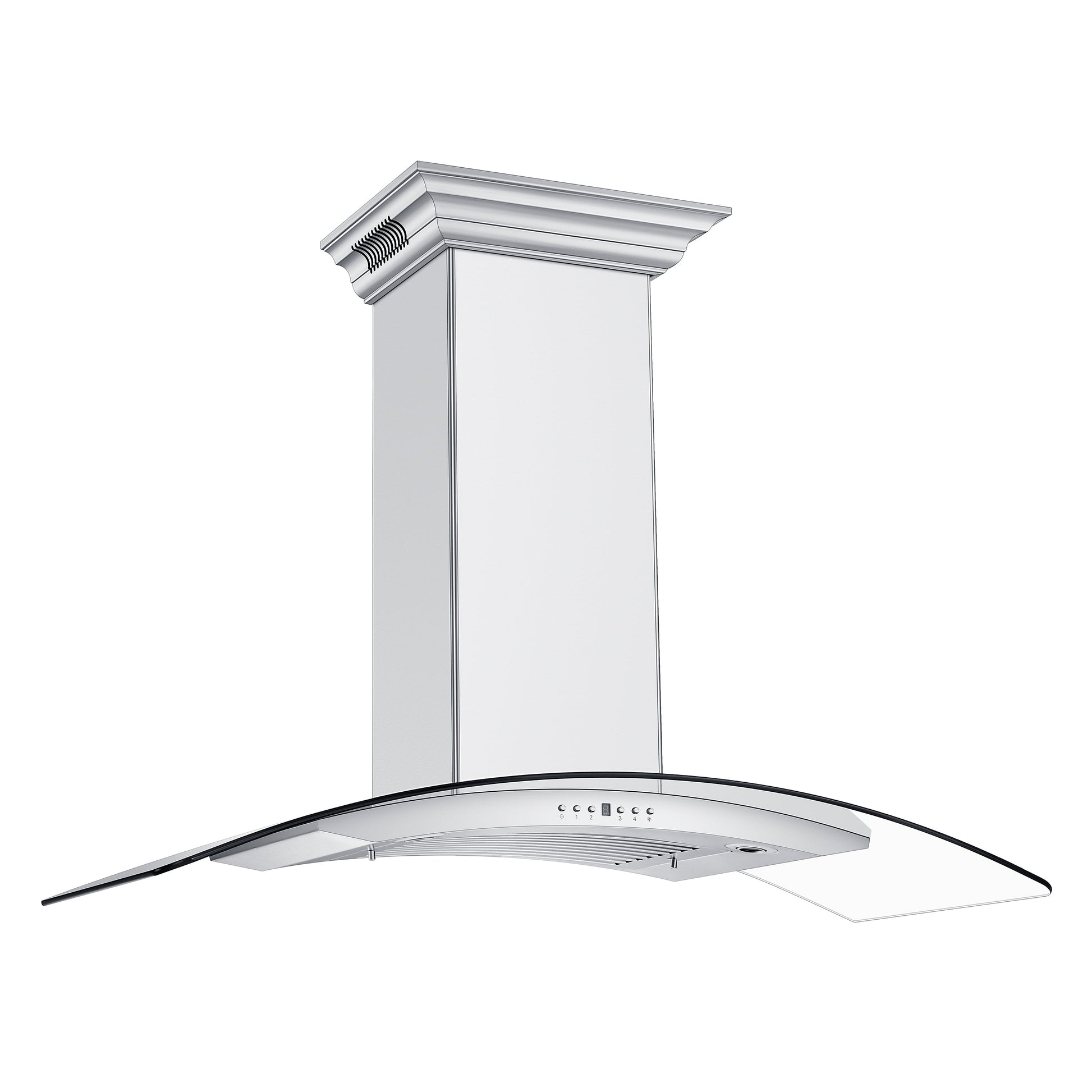 ZLINE Ducted Vent Wall Mount Range Hood in Stainless Steel with Built-in CrownSound Bluetooth Speakers (KN4CRN-BT) side, main.