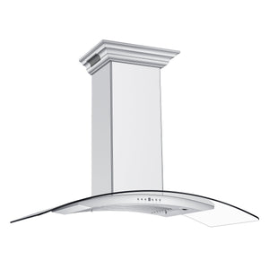 ZLINE Ducted Vent Wall Mount Range Hood in Stainless Steel with Built-in CrownSound Bluetooth Speakers (KN4CRN-BT) side, main.