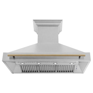 ZLINE Autograph Edition 48 in. Fingerprint Resistant Stainless Steel Range Hood (8654SNZ-48) Champagne Bronze, front, under.