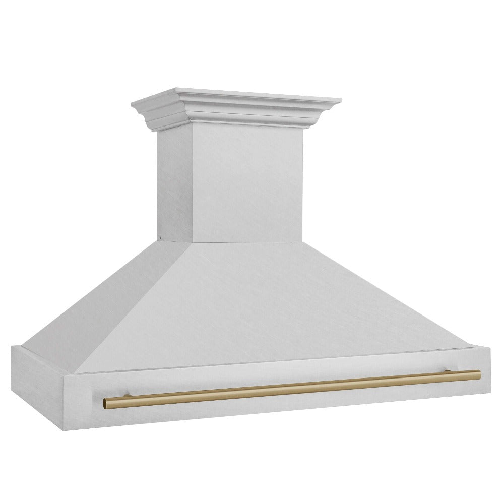 ZLINE Autograph Edition 48 in. Fingerprint Resistant Stainless Steel Range Hood (8654SNZ-48) Champagne Bronze, side.