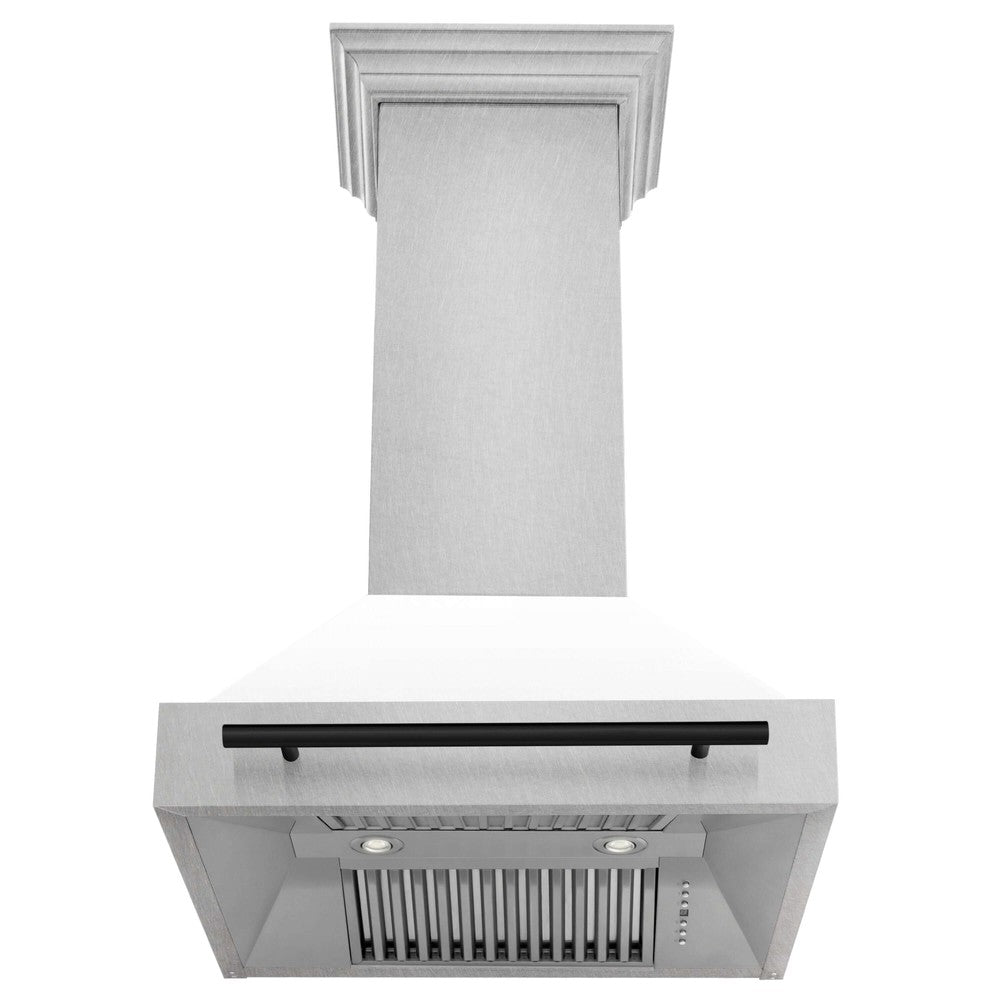 ZLINE Autograph Edition 30 in. Fingerprint Resistant Stainless Steel Range Hood with White Matte Shell and Accented Handle (8654SNZ-WM30)-Range Hoods- ZLINE Kitchen and Bath