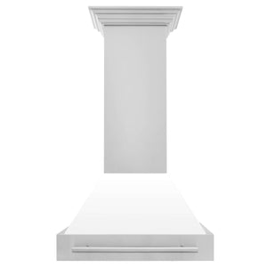 ZLINE 30 in. Stainless Steel Range Hood with Colored Shell Options and Stainless Steel Handle (8654STX-30) front.