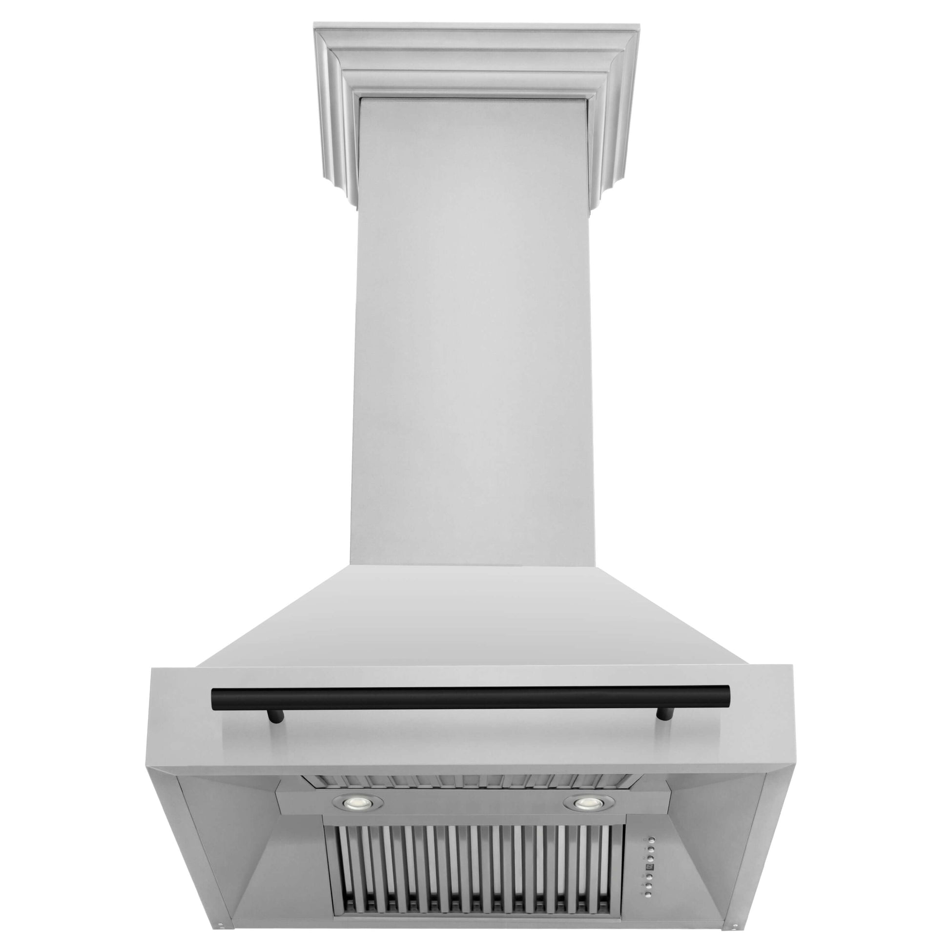 ZLINE Autograph Edition 30 in. Stainless Steel Range Hood with Stainless Steel Shell and Handle (8654STZ-MB) Matte Black, front, under.