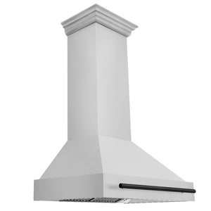 ZLINE Autograph Edition 36 in. Stainless Steel Range Hood with Stainless Steel Shell and Matte Black Handle (8654STZ-36-MB) side.