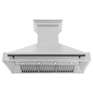 ZLINE Autograph Edition 48 in. Stainless Steel Range Hood with Stainless Steel Shell and Matte Black Handle (8654STZ-48-MB) Matte Black, front, under.