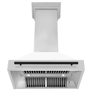 ZLINE Autograph Edition 36 in. Kitchen Package with Stainless Steel Dual Fuel Range with White Matte Door and Range Hood with Matte Black Accents (2AKP-RAWMRH36-MB) 