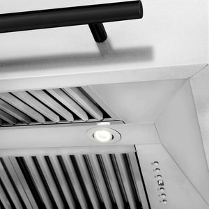 ZLINE Autograph Edition 30 in. Fingerprint Resistant Stainless Steel Range Hood with White Matte Shell and Accented Handle (8654SNZ-WM30)-Range Hoods- ZLINE Kitchen and Bath