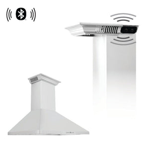 ZLINE Wall Mount Range Hood in Stainless Steel with Built-in CrownSound Bluetooth Speakers (KF1CRN-BT) 