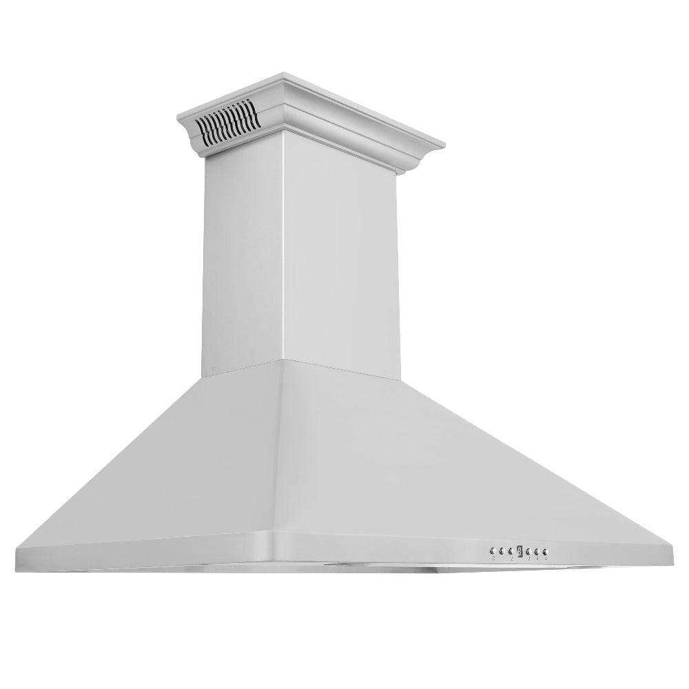 ZLINE Wall Mount Range Hood in Stainless Steel with Built-in CrownSound Bluetooth Speakers (KF1CRN-BT) side, main.