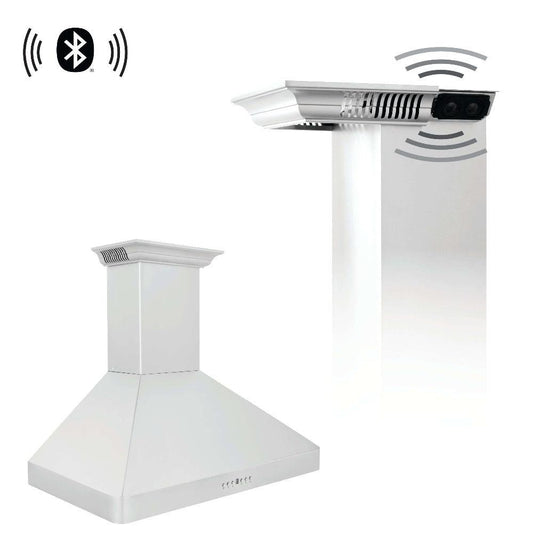 ZLINE Wall Mount Range Hood in Stainless Steel with Built-in CrownSound Bluetooth Speakers (KF2CRN-BT) 