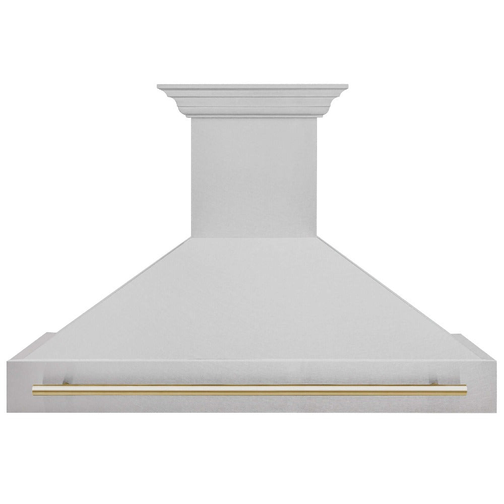 ZLINE Autograph Edition 48 in. Fingerprint Resistant Stainless Steel Range Hood (8654SNZ-48) Polished Gold, front.