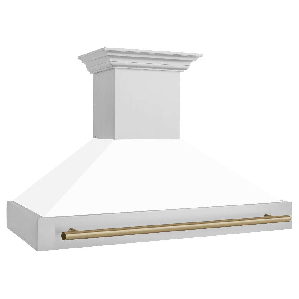 ZLINE Autograph Edition 48 in. Stainless Steel Range Hood with White Matte Shell and Handle (8654STZ-WM48) side