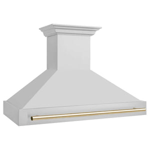 ZLINE Autograph Edition 48 in. Stainless Steel Range Hood with Stainless Steel Shell and Polished Gold Handle (8654STZ-48-G) Polished Gold, side.