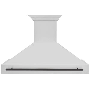 ZLINE Autograph Edition 48 in. Stainless Steel Range Hood with Stainless Steel Shell and Matte Black Handle (8654STZ-48-MB) Matte Black, front.