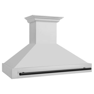 ZLINE Autograph Edition 48 in. Stainless Steel Range Hood with Stainless Steel Shell and Matte Black Handle (8654STZ-48-MB) Matte Black, side.