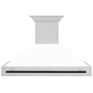 ZLINE Autograph Edition 48 in. Stainless Steel Range Hood with White Matte Shell and Handle (8654STZ-WM48) Matte Black, front.