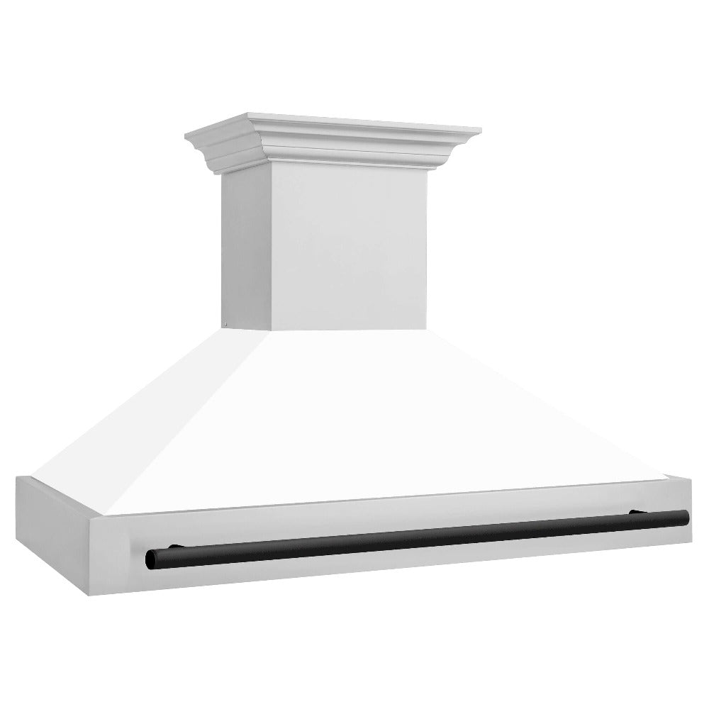 ZLINE Autograph Edition 48 in. Stainless Steel Range Hood with White Matte Shell and Handle (8654STZ-WM48) Matte Black, side.