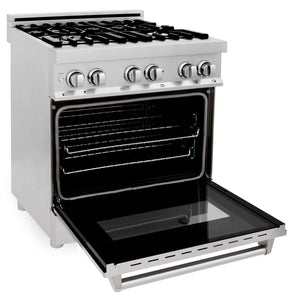 ZLINE 30 in. 4.0 cu. ft. Dual Fuel Range with Gas Stove and Electric Oven in Stainless Steel (RA30) side, oven open.