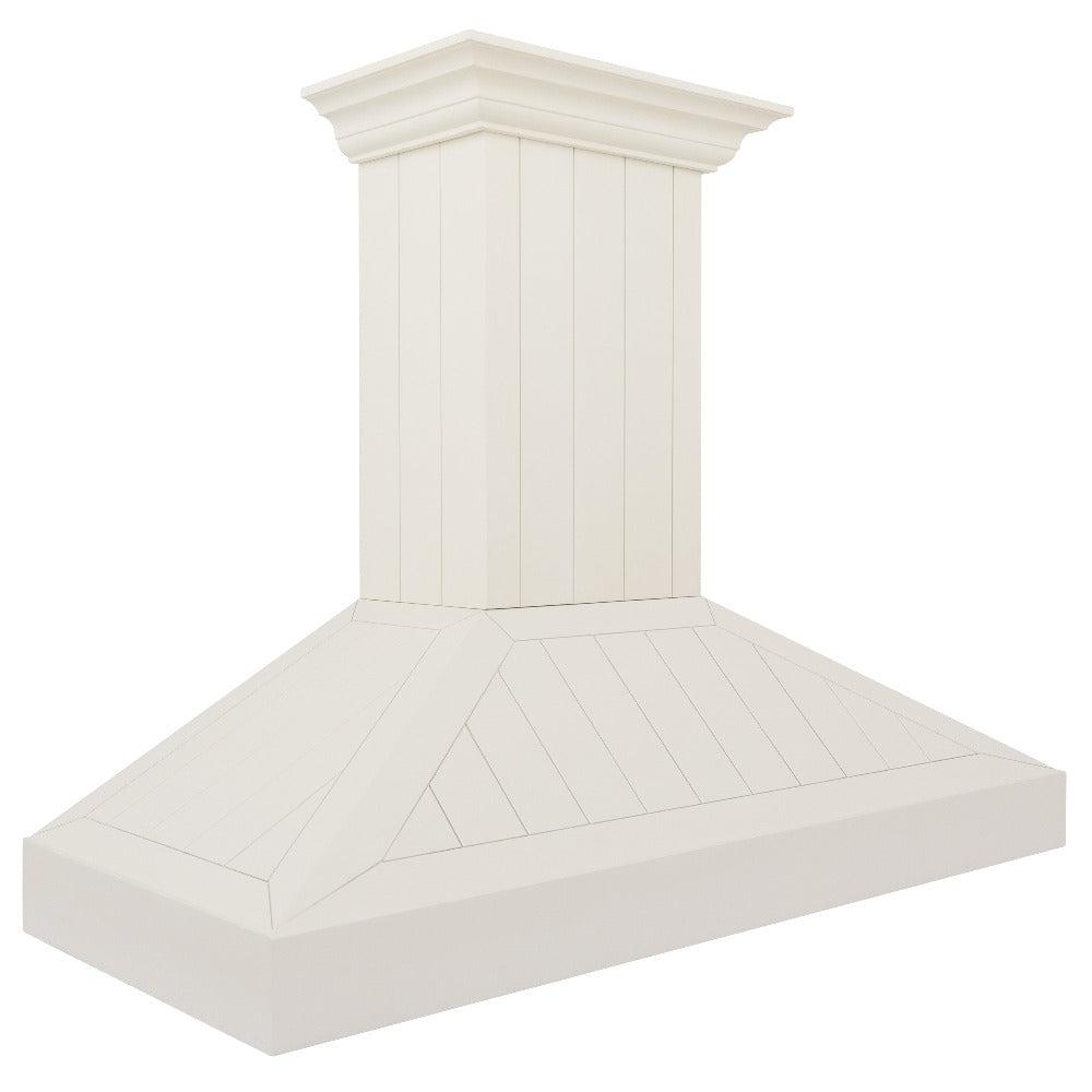 ZLINE Wooden Wall Mount Range Hood in Cottage White (KPTT) side.