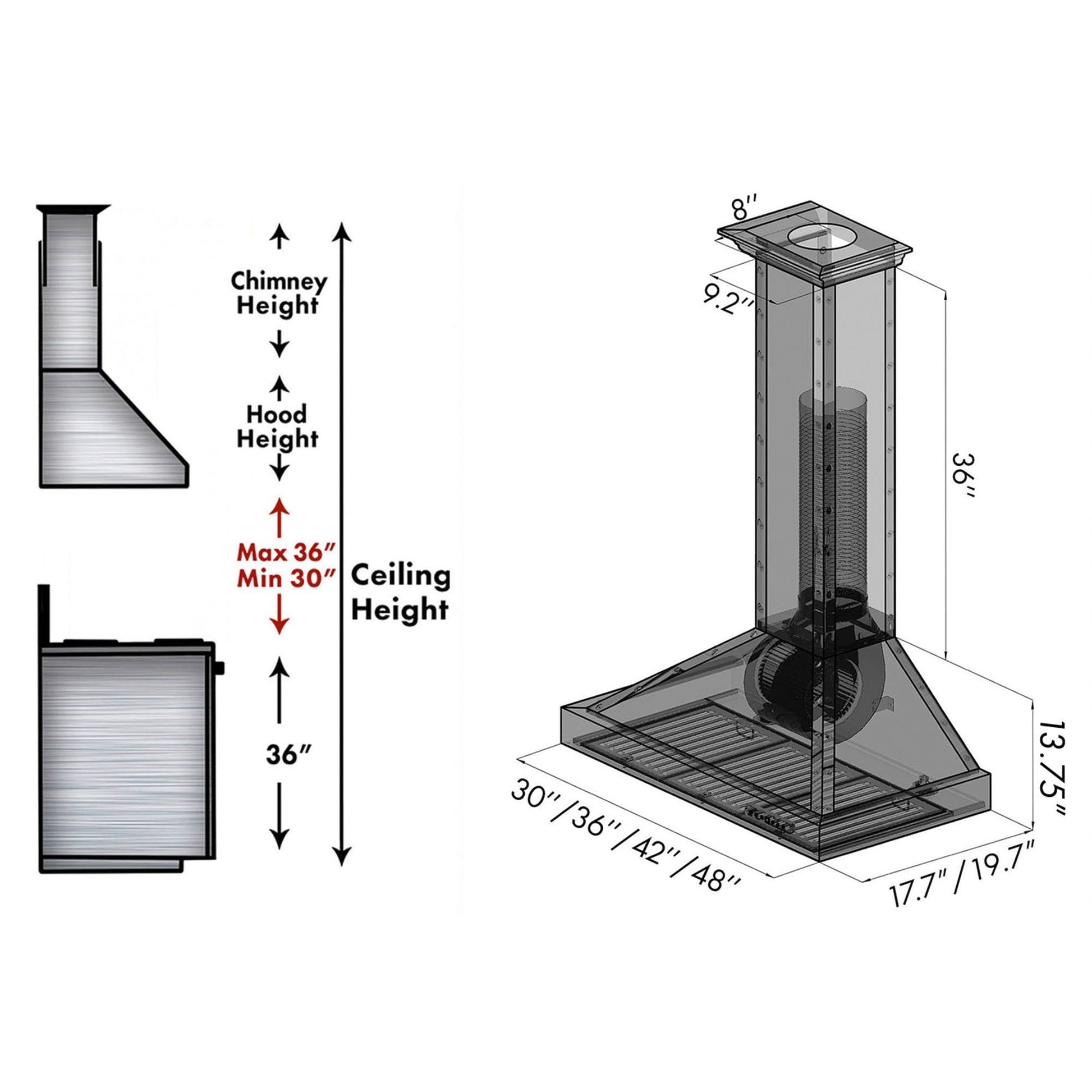 ZLINE Kitchen and Bath, ZLINE 30" Designer Series Wall Mount Range Hood (KB2-BCXXX), KB2-BCXXX-30,