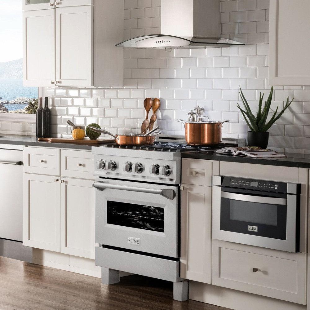 ZLINE 30" Professional Dual Fuel Range in DuraSnow® Stainless Steel with Color Door Finishes - Ranges - ZLINE Kitchen and Bath -