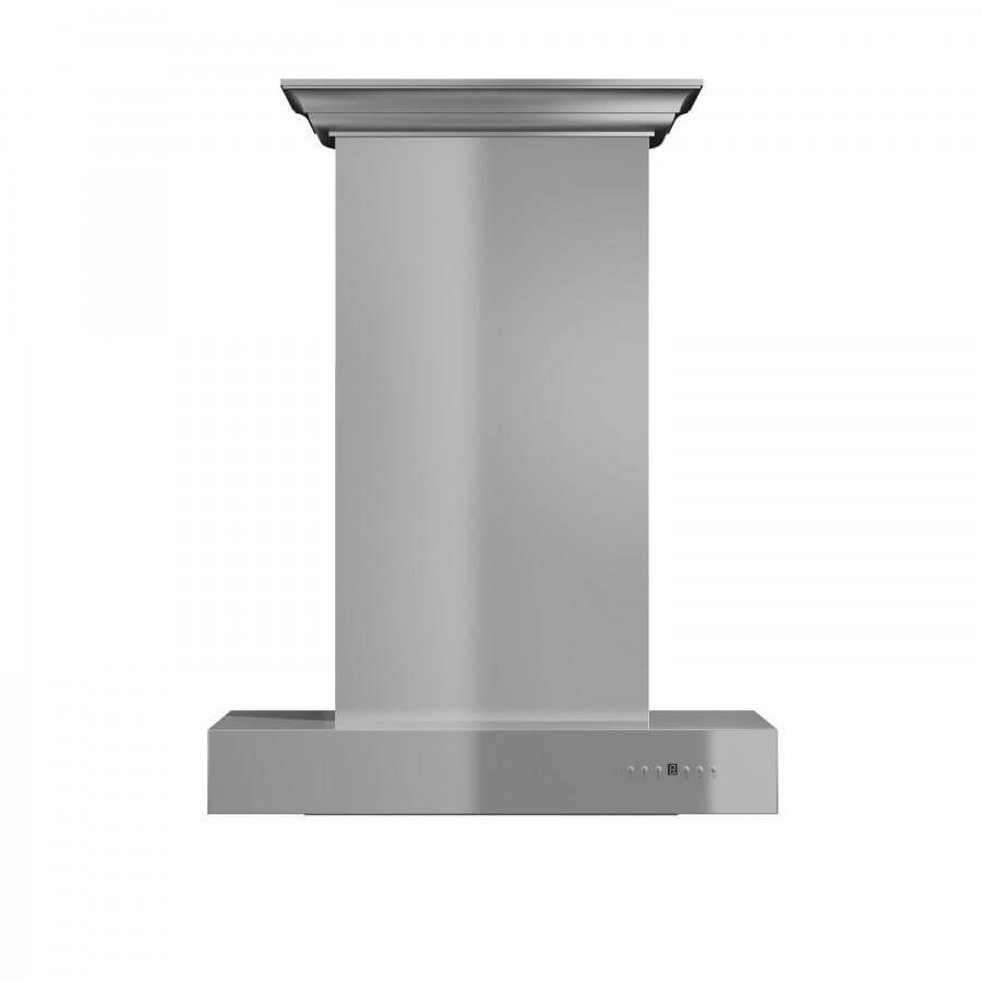 ZLINE 30 in. Professional Wall Mount Range Hood In Stainless Steel With Crown Molding (KECOMCRN-30) front.