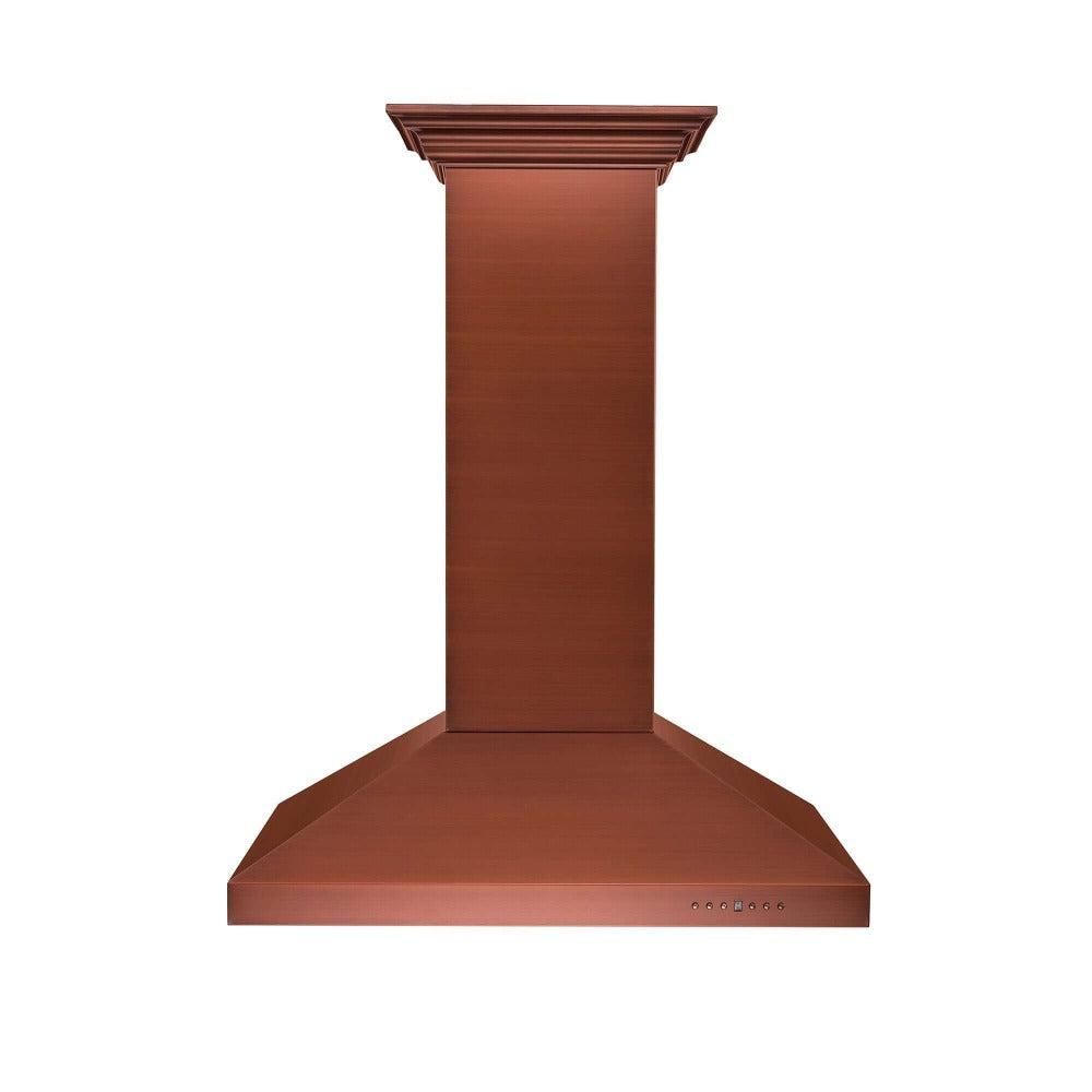 ZLINE 36 in. Designer Series Copper Island Mount Range Hood (8KL3iC-36) front.