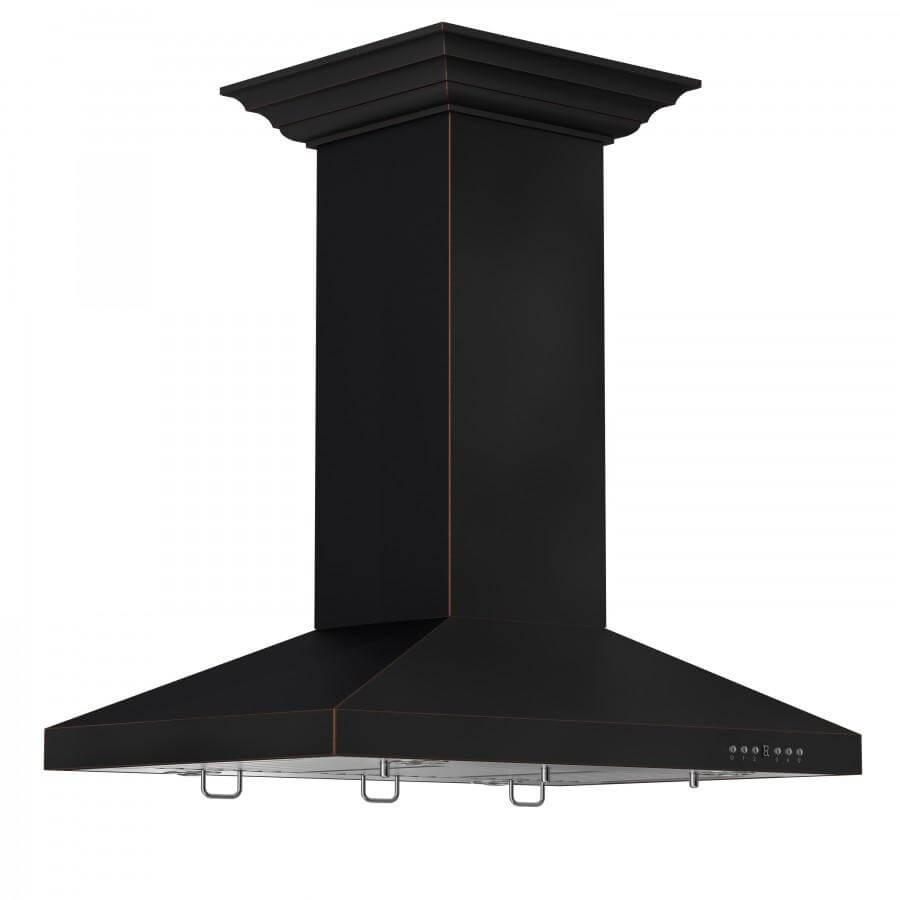 ZLINE 36 in. Designer Series Oil-Rubbed Bronze Island Mount Range Hood (8KL3iB-36) side.