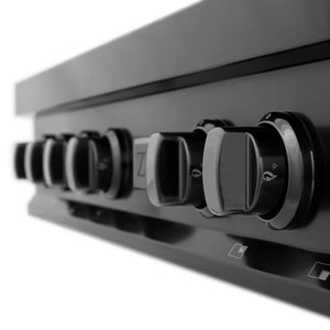 ZLINE 36 in. Legacy Gas Rangetop with 6 Brass Burners and Porcelain Cooktop in Black Stainless Steel (RTB-BR-36) cooktop knobs.