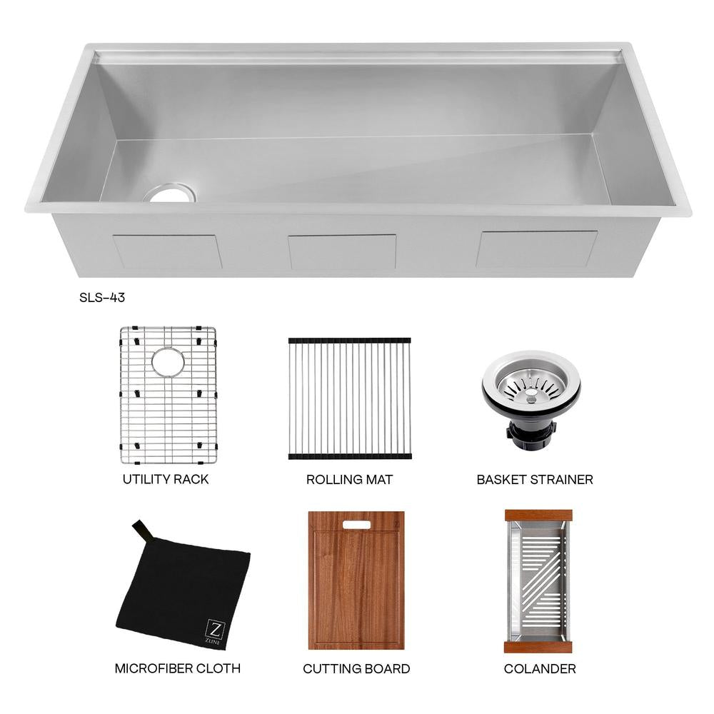 ZLINE 43 in. Garmisch Undermount Single Bowl Kitchen Sink with Bottom Grid and Accessories (SLS-43) ZLINE Kitchen and Bath