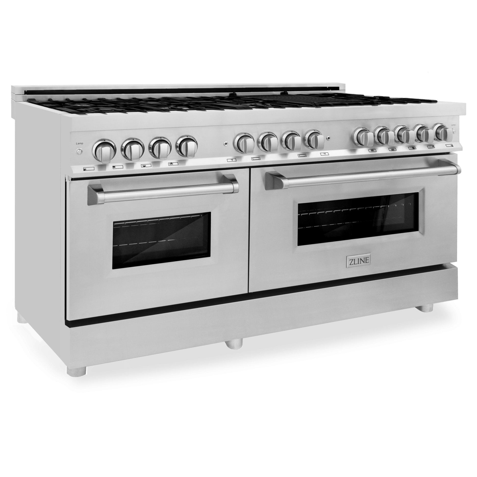 ZLINE 60 in. 7.4 cu. ft. Dual Fuel Range with Gas Stove and Electric Oven in Stainless Steel (RA60) side, ovens closed.