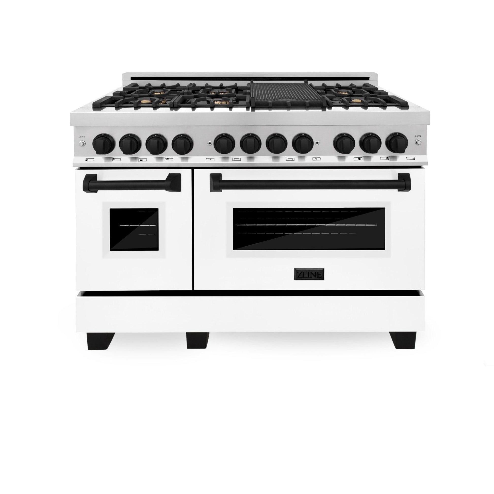 ZLINE Autograph Edition 48" 6.0 cu. ft. Dual Fuel Range with Gas Stove and Electric Oven in Stainless Steel with White Matte Door and Accents (RAZ-WM-48) - Rustic Kitchen & Bath - Ranges - ZLINE Kitchen and Bath