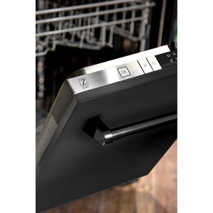 ZLINE 24 in. Top Control Dishwasher with Black Stainless Steel Panel and Traditional Style Handle, 52dBa (DW-BS-24)-Dishwashers-DW-BS-24 ZLINE Kitchen and Bath