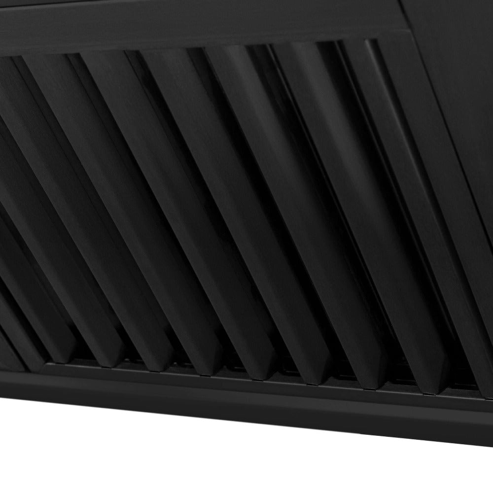 ZLINE Autograph Edition Black Stainless Steel Range Hood with Handle (BS655Z) dishwasher-safe baffle filters.