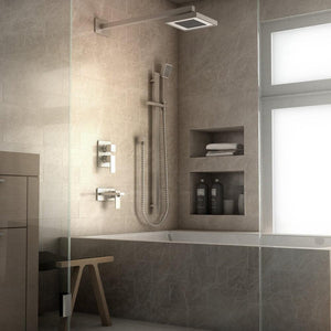 ZLINE Bliss Shower System (BLS-SHS) lifestyle in a luxury bathroom from below