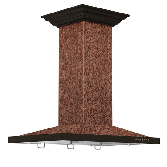 ZLINE Designer Series Hand Hammered Copper Island Mount Range Hood (8GL2Hi) side.