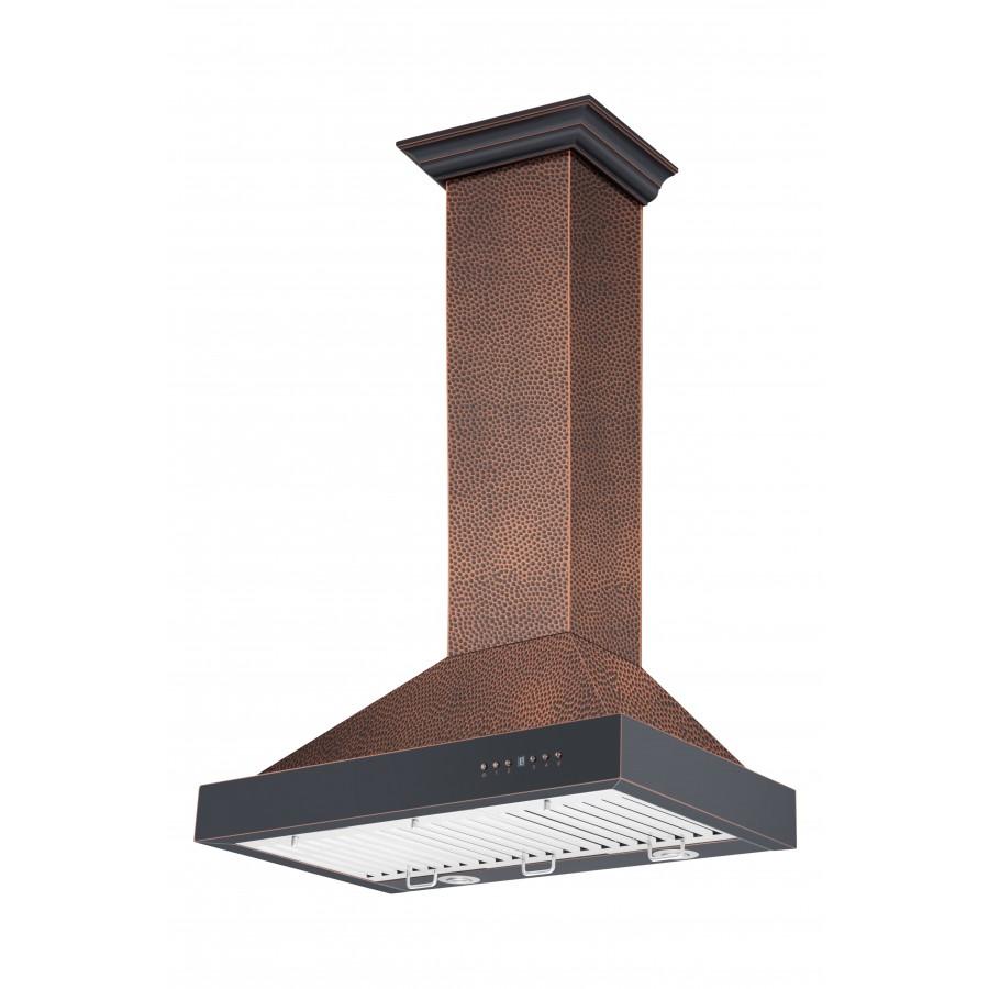 ZLINE Ducted Designer Series Wall Mount Range Hood in Hand-Hammered Copper (KB2-HBXXX) side, under