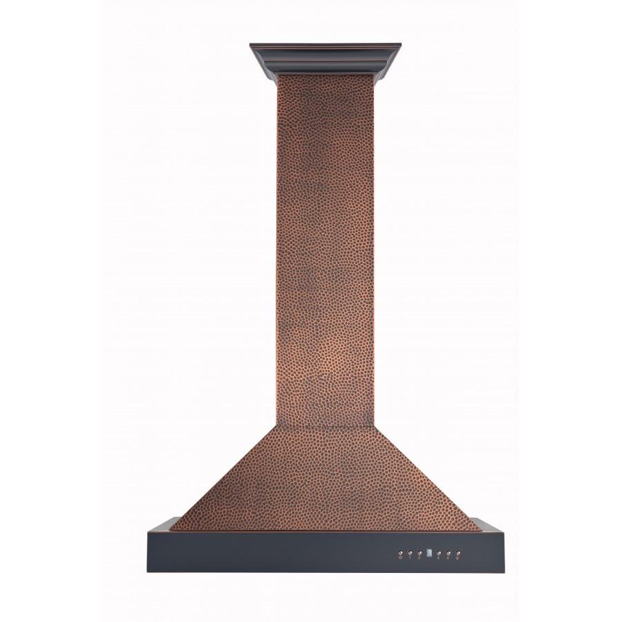 ZLINE Ducted Designer Series Wall Mount Range Hood in Hand-Hammered Copper (KB2-HBXXX) front.