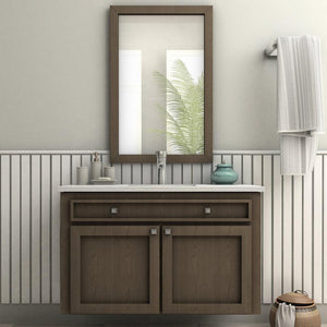 ZLINE Donner Single Handle Bath Faucet in Chrome (DNR-BF-CH) above a bathroom vanity, front.