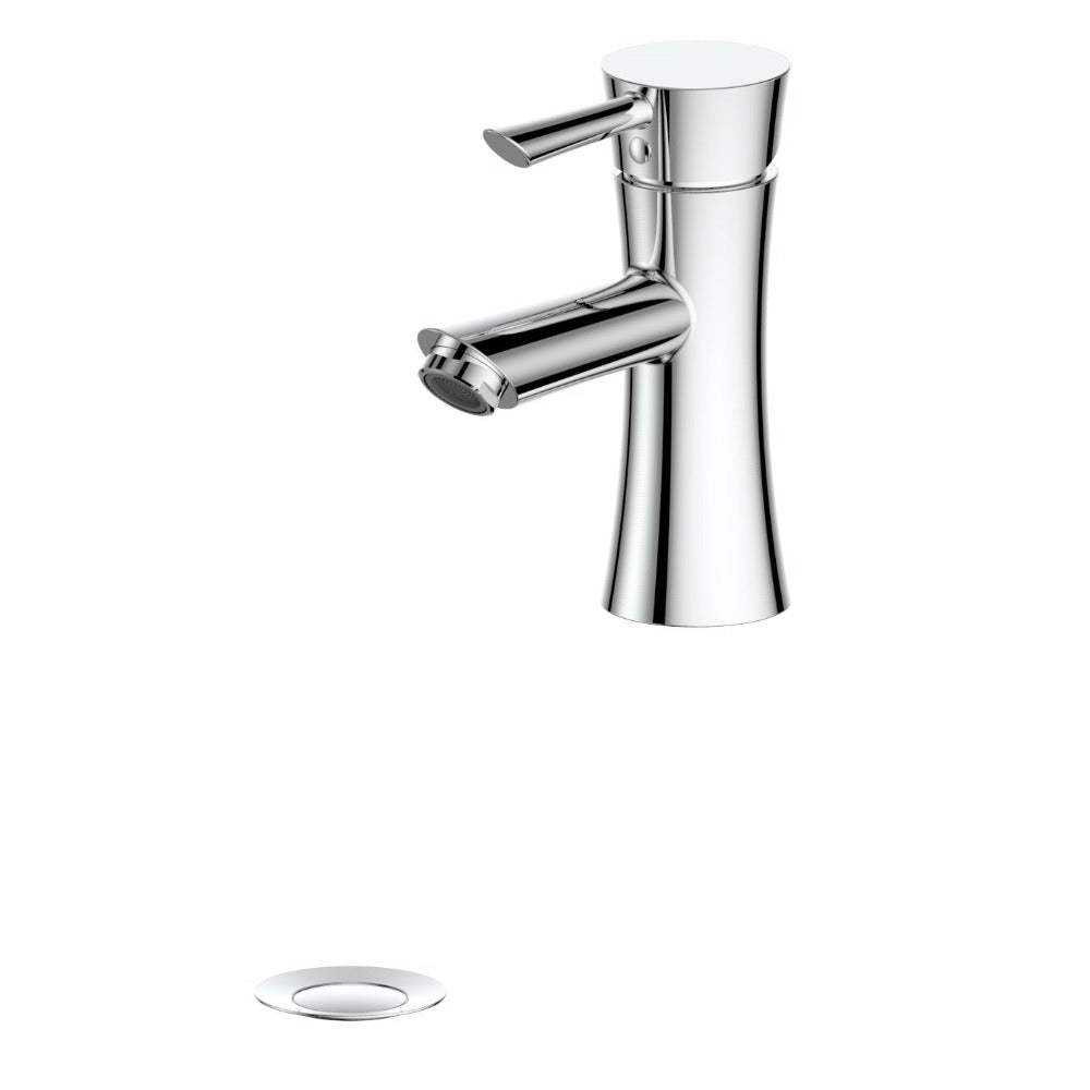 ZLINE Donner Single Handle Bath Faucet in Chrome (DNR-BF-CH) with matching drain.