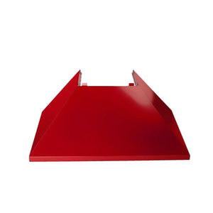 ZLINE Ducted Fingerprint Resistant Stainless Steel Range Hood with Red Gloss Shell (8654RG) Red Gloss Shell, front.