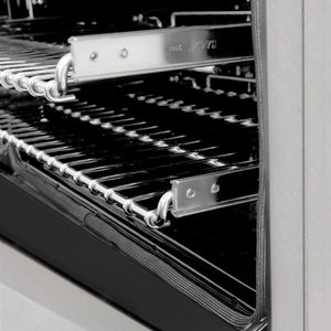 ZLINE SmoothGlide ball-bearing adjustable racks inside oven from side.