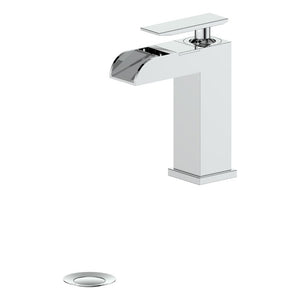 ZLINE Homewood Waterfall Bath Faucet in Chrome (HMD-BF-CH) with matching drain.